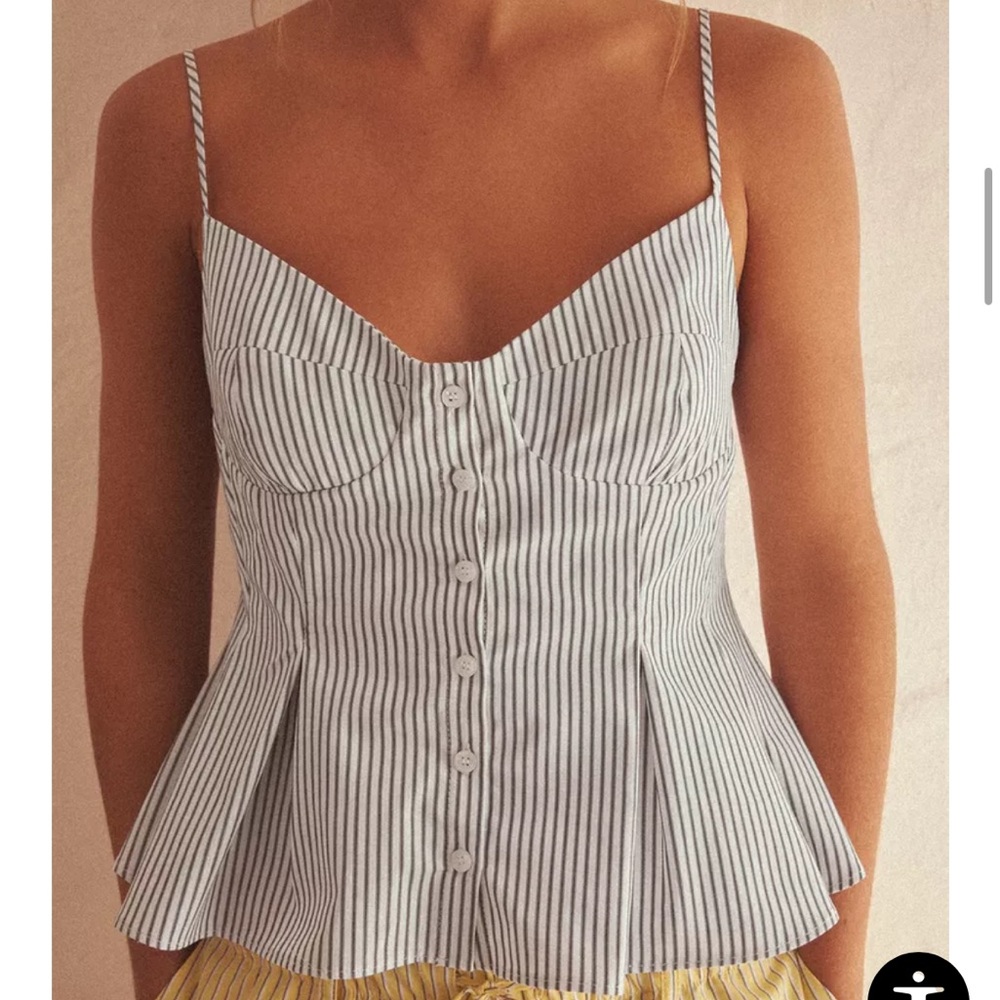 Striped PLEATED POPLIN TOP